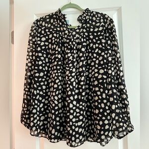 LOFT Black and Cream animal print Blouse
